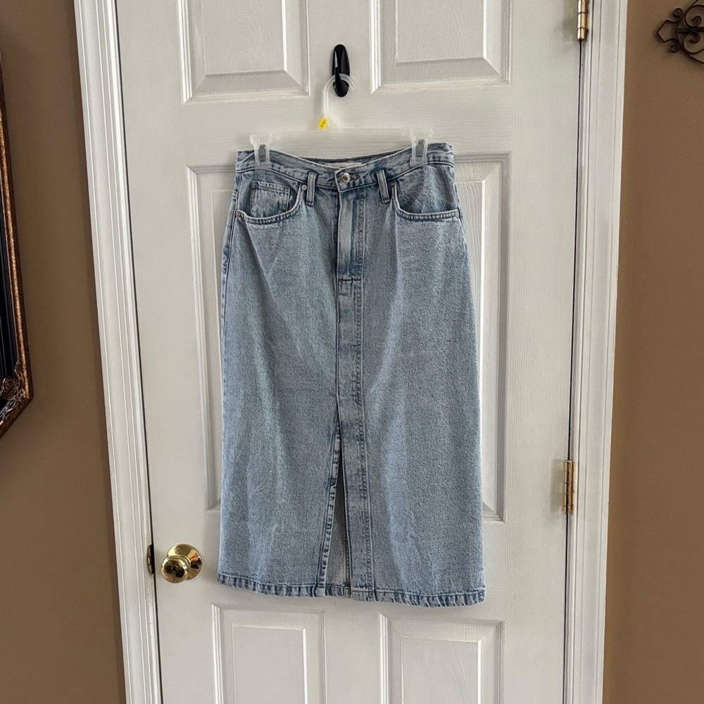 Mango Sky Blue Denim Skirt